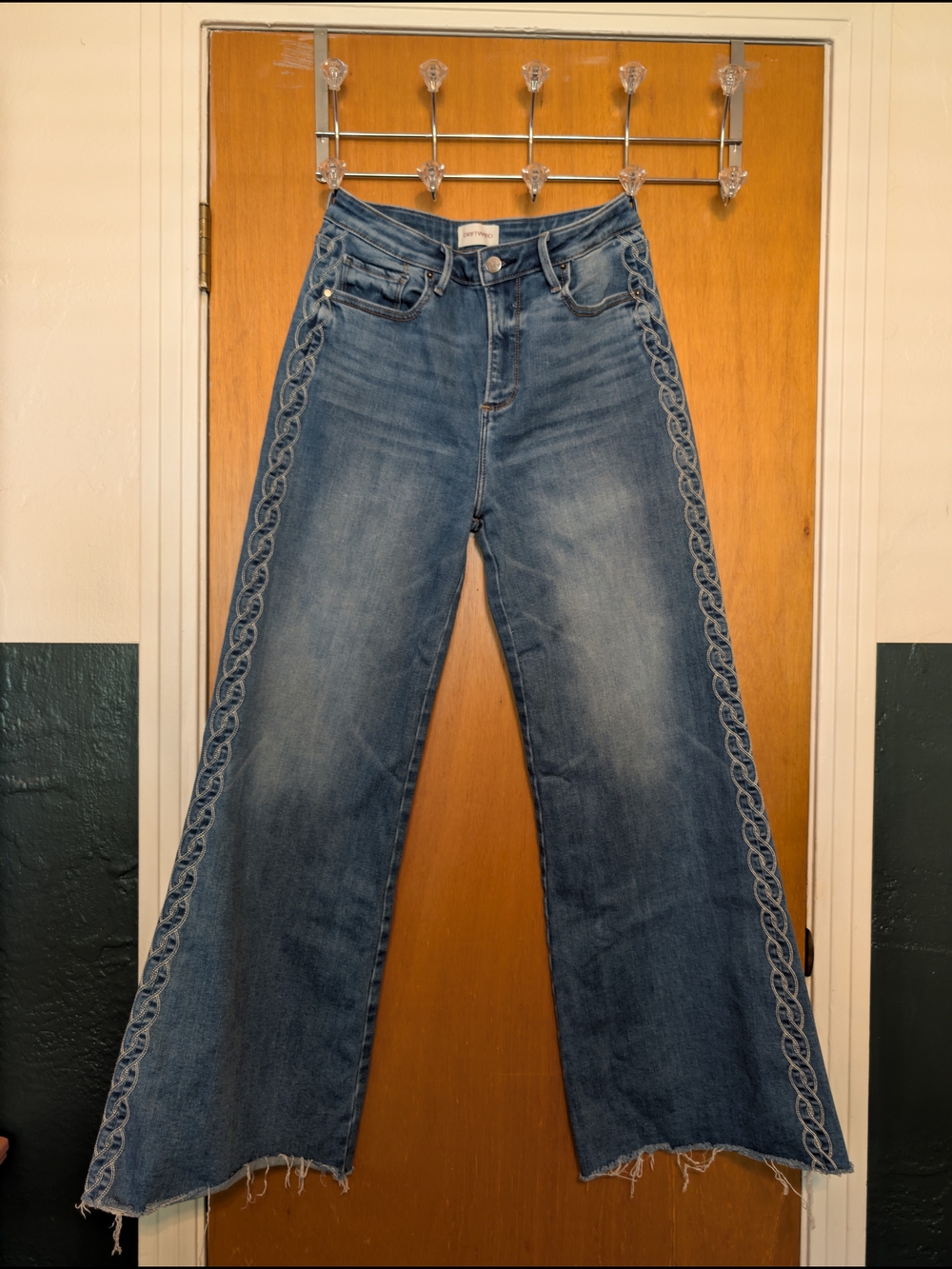 DRIFTWOOD Blue Wide-Leg Jeans with Side Lace Detailing